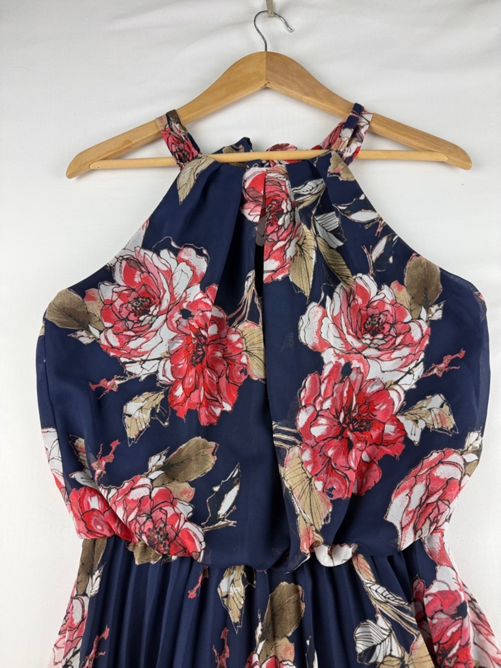 Bisou Bisou Navy Floral Maxi Dress Size 4 Lined Elegant - Picture 2 of 11